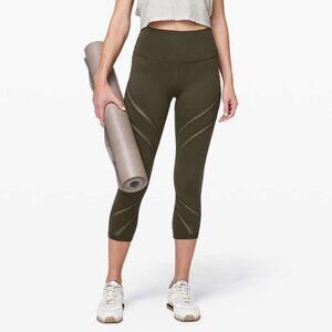 Lululemon Women's Wunder Under High-Rise Crop 21" *Mesh - Dark Olive